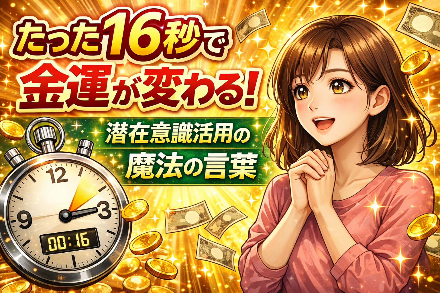 たった16秒で金運が変わる！潜在意識活用の魔法の言葉